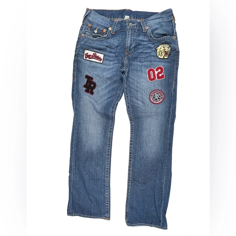 True Religion Straight Flap Patches Jeans Size 34 - Picture 2 of 16